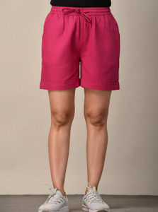 Oxinexx Solid Women Pink Casual Shorts