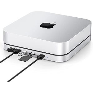 type-c aluminum stand hub with data port microsd card readers usb 30 amp headphone jack port compatible with 2020 amp 2018 mac mini mc25 silver