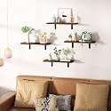OXMIC Floating Shelves, Rustic Wood Wall Mounted Shelves for Living Room, Bedroom, Kitchen, Bathroom, Brown (Set of 4)