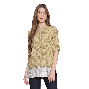 oxolloxo Earthen Printed Womens Longline Top