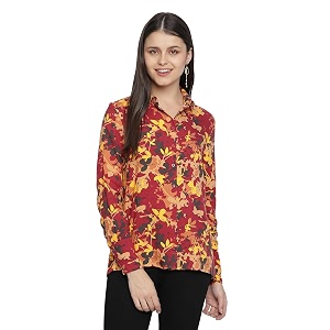 oxolloxo Garden Fused Tropical Print Women Shirt
