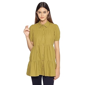 oxolloxo Light Yellow Floral Print Tunic