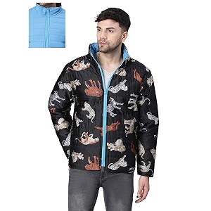 oxolloxo Men Animal Print Zip Lined Long