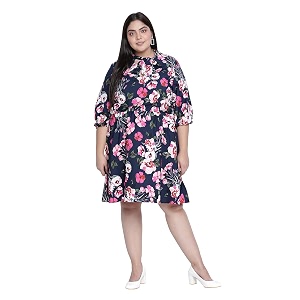 oxolloxo Plus Size Printed Tie Knot Dress