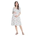 oxolloxo Polished White Floral Print Ruffled Maternity