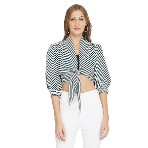 oxolloxo Striped Love Womens Tie-Up Top