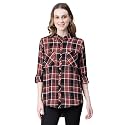 oxolloxo Women Check Print Collared Long Sleeve