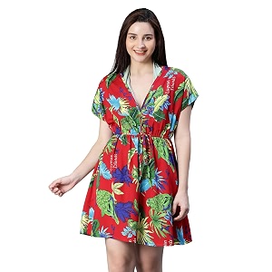 oxolloxo Women Elasticated Tie-Knot Beachwear Kaftan