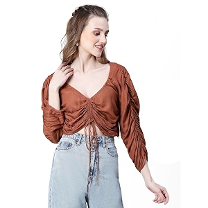 oxolloxo Women Floral Print Semi-Sheer Round Neck