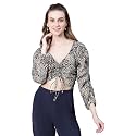 oxolloxo Women Floral Print Semi-Sheer Round Neck
