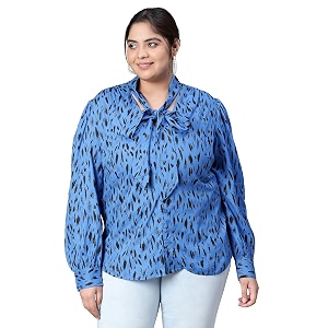 oxolloxo Women Plus Size V-Neck with Tie-Knot