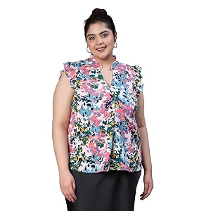 oxolloxo Women Plus Size Floral Print Ruffled
