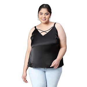 oxolloxo Women Plus Size Round Neck Criss-Cross