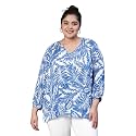 oxolloxo Women Plus Size Tropical Print V-Neck