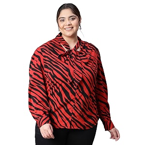 oxolloxo Women Plus Size V-Neck with Tie-Knot
