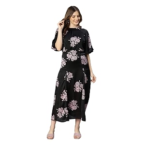 oxolloxo Women Polyester Flared Puff Sleeves Floral