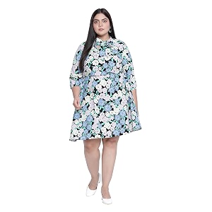 oxolloxo Plus Size Printed Tie Knot Dress