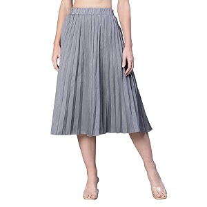 oxolloxo Women Beige Jacquard Printed Pleated