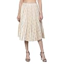 oxolloxo Women Beige Jacquard Printed Pleated amp