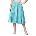 oxolloxo Women Solid Blue Dupion Silk Pleated