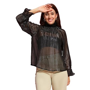 oxolloxo Women Round High Neck Long Sleeve