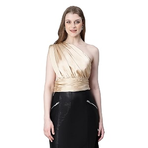 oxolloxo Women Solid Elasticated One-Off Shoulder Satin
