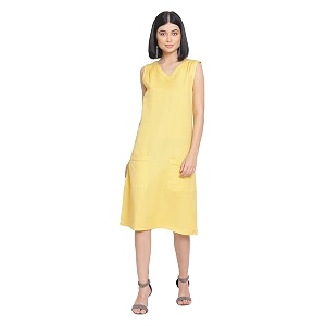 oxolloxo Women Solid Sleeveless V-Neck Dresses