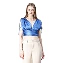 oxolloxo Women Solid V-Neck Elasticated Tie-Up Satin