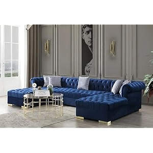 u shape 9 seater chesterfield sectional fabric sofa set 3  3  3 blue pre-assembled