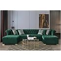 U Shape 9 Seater Chesterfield sectional Fabric Sofa Set 3 + 3 + 3 (Green) Pre-Assembled