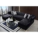 U Shape 9 Seater Chesterfield sectional Fabric Sofa Set 3 + 3 + 3 (Black) Pre-Assembled