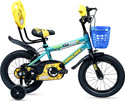 Oxygen Popees 14T Bicycle for Boys & Girls with Training Wheels, Basket & Backrest 14 T (inch) BMX Cycle