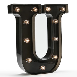 oycbuzo light up letters led letter black alphabet letter night lights for home bar festival birthday party wedding decorative black letter u