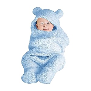 oyo baby super soft baby blankets for newborns  pack of hooded swaddle wrappers cum wearable blankets for boys amp girls 06 months 7268 cm - blue