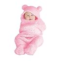 OYO BABY Super Soft Baby Blankets for Newborns – Pack of Hooded Swaddle Wrappers Cum Wearable Blankets for Boys & Girls (0–6 Months, 72×68 cm) - Pink