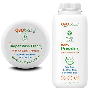 oyo baby kids combo set baby talc free baby powder amp baby diaper rash cream pack of 1