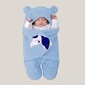 OYO BABY Super Soft Flannel Hooded Swaddle Blanket for Newborn Babies – Lightweight Wrap (0-6 Months, 72x68 cm) - Blue