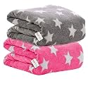 OYO BABY New Born Baby Blanket - Blanket for New Born Baby, Baby Blanket for 0-2 Years | All Season Fluffy 2-Layer AC Wrapping Reversible Blanket | 100 x 75 cm, Baby Pink &amp; Grey, Star Printed