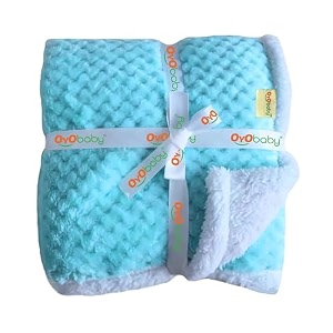 oyo baby baby blanket for newborns  super soft fleece hooded wrapper sheet for baby boys amp girls lightweight swaddle blanket 0-24 months 100 cm x 70 cm - blue
