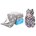OYO BABY New Born Super Soft Baby Blanket for Babies (100 x 75 Cm Star Blue & Grey, Lightweight) Baby Blankets New Born Babies | Pack of 1, Super Soft Baby Wrapper Baby Sleeping Bag