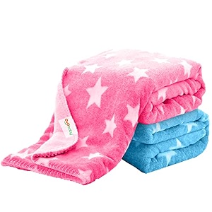 oyo baby soft fleece baby blanket star print blue - blanket for new born baby baby blanket for 0-2 years  newborn swaddle wrap lightweight amp breathable  baby gift  0-24 months 100x75 cm