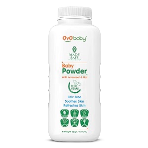 oyo baby talc-free baby powder for newborns - 400g  natural dusting powder with arrowroot corn starch amp oats  gentle comfort for sensitive skin from birth to 10 years