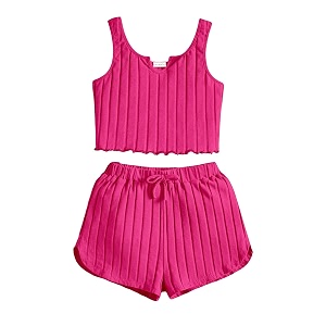 OYOANGLE Girls 2 Piece Outfits Sleeveless Rib
