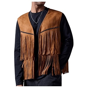 OYOANGLE Mens Casual Suede Top Shirt Boho