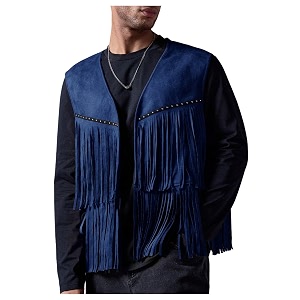 OYOANGLE Mens Casual Suede Top Shirt Boho