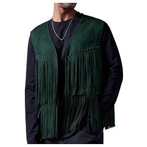 OYOANGLE Mens Casual Suede Top Shirt Boho