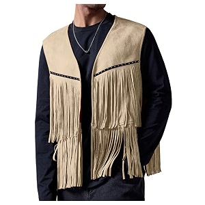 OYOANGLE Mens Casual Suede Top Shirt Boho