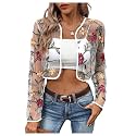 OYOANGLE Women's Floral Embroidered Sheer Bolero Open Front Crop Jackets