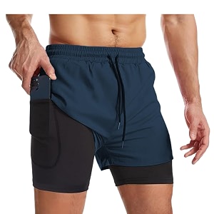 Oysters Mens 2 in 1 Workout Shorts