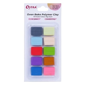 oytra 10 color polymer clay make and oven bake soft set for jewellery earrings making sculpting miniatures diy art non air dry plasticine pvc material beginner professional baking adults kids pastel